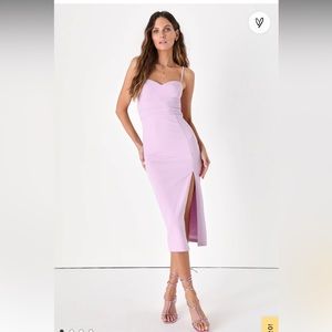 Stun and Done Lilac Sleeveless Bodycon Midi Dress